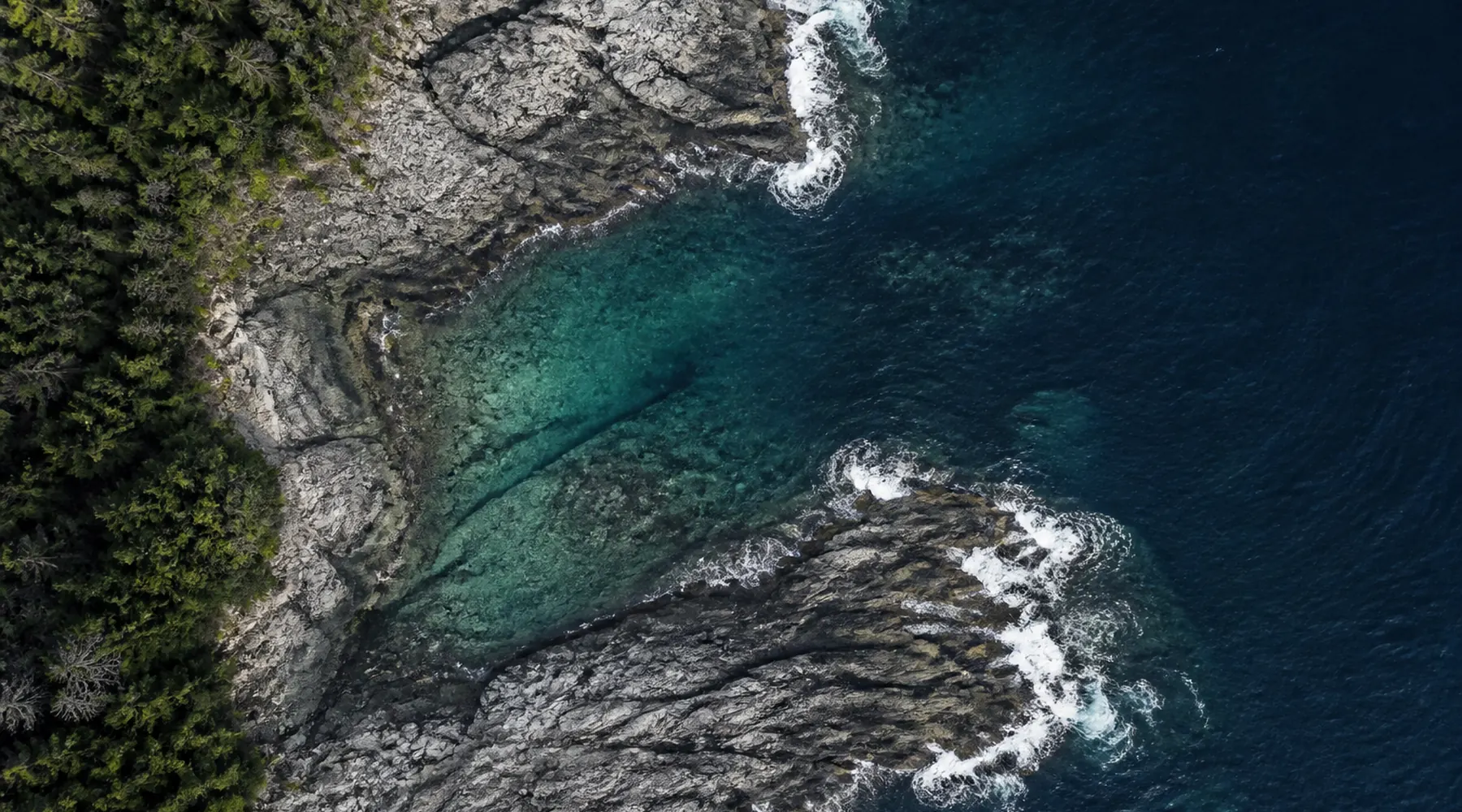 Rocky Maine coast seen from above